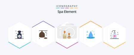 Ilustración de Spa Element 25 Flat icon pack including water. liquid. aroma. drop water. lamp - Imagen libre de derechos