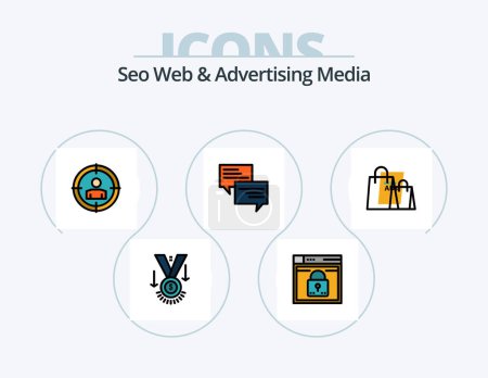 Illustration for Seo Web And Advertising Media Line Filled Icon Pack 5 Icon Design. purse. advertising. location. trophy. star - Royalty Free Image