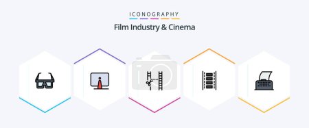 Illustration for Cenima 25 FilledLine icon pack including cinema script. film reel. monitor. film. editing - Royalty Free Image