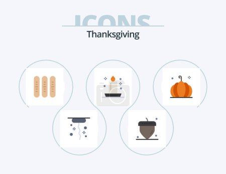 Illustration for Thanks Giving Flat Icon Pack 5 Icon Design. pumpkin. night. fall. light. candlelight - Royalty Free Image