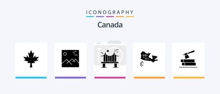 Illustration for Canada Glyph 5 Icon Pack Including timber. ax. bridge. location. canada. Creative Icons Design - Royalty Free Image