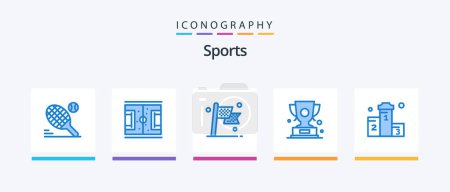 Illustration for Sports Blue 5 Icon Pack Including prize. award. match. trophy. race. Creative Icons Design - Royalty Free Image