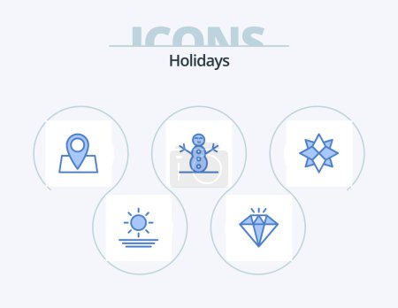 Téléchargez les illustrations : Holidays Blue Icon Pack 5 Icon Design. . xmas. map. winter. decoration - en licence libre de droit