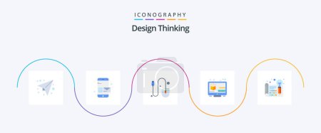 Ilustración de Design Thinking Flat 5 Icon Pack Including design. thinking. computer. digital. creative - Imagen libre de derechos