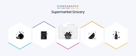 Illustration for Grocery 25 Glyph icon pack including soft drink. bottle. shopping. beverage. fruits - Royalty Free Image