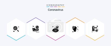 Téléchargez les illustrations : Coronavirus 25 Glyph icon pack including locked. virus. eye. runny. allergy - en licence libre de droit