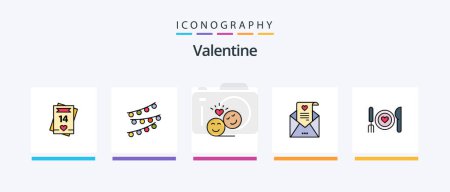 Ilustración de Valentine Line Filled 5 Icon Pack Including message. love. love letter. day. valentine. Creative Icons Design - Imagen libre de derechos
