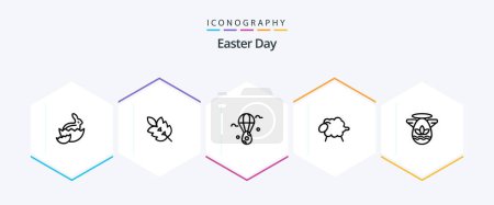 Illustration for Easter 25 Line icon pack including angle. wool. spring. sheep. easter - Royalty Free Image