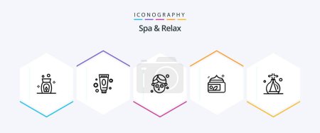 Illustration for Spa And Relax 25 Line icon pack including green . cream . spa . facial - Royalty Free Image