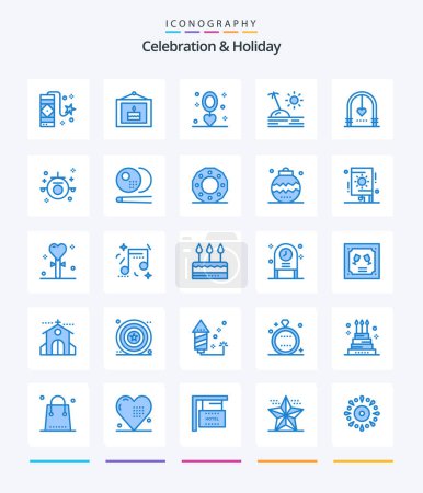 Ilustración de Creative Celebration & Holiday 25 Blue icon pack  Such As arch. travel. celebration. island. wedding - Imagen libre de derechos