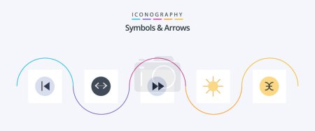 Illustration for Symbols and Arrows Flat 5 Icon Pack Including sign. ray. arrow. logo. music - Royalty Free Image