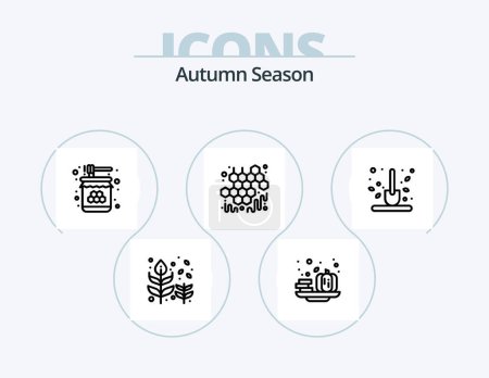 Téléchargez les illustrations : Autumn Line Icon Pack 5 Icon Design. autumn. leaf. beverage. fall. autumn - en licence libre de droit