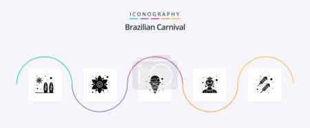 Illustration for Brazilian Carnival Glyph 5 Icon Pack Including party. costume. cream. character. mask - Royalty Free Image