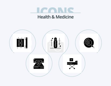 Ilustración de Health and Medicine Glyph Icon Pack 5 Icon Design. fitness. disease. form. health. fitness - Imagen libre de derechos