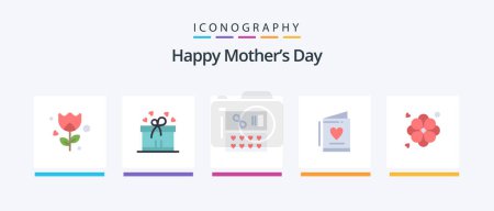 Téléchargez les illustrations : Happy Mothers Day Flat 5 Icon Pack Including . summer. love. nature. wedding. Creative Icons Design - en licence libre de droit