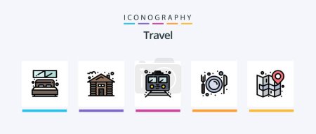 Ilustración de Travel Line Filled 5 Icon Pack Including air. district. luggage. city. buildings. Creative Icons Design - Imagen libre de derechos