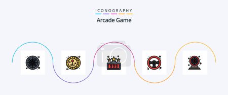 Téléchargez les illustrations : Arcade Line Filled Flat 5 Icon Pack Including play. fun. fun. wheel. game - en licence libre de droit
