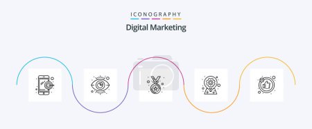 Ilustración de Digital Marketing Line 5 Icon Pack Including thumb. like. medal. pin. location - Imagen libre de derechos
