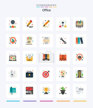 Ilustración de Creative Office 25 Flat icon pack  Such As business. board. highlighter. analytics. staff - Imagen libre de derechos