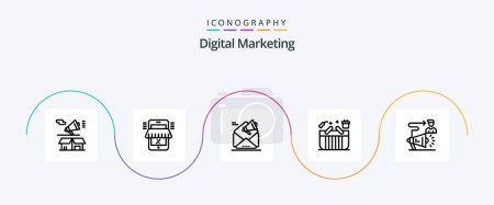 Illustration for Digital Marketing Line 5 Icon Pack Including cart. promotion. shop. marketing. campaign - Royalty Free Image