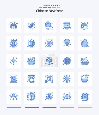 Illustration for Creative Chinese New Year 25 Blue icon pack  Such As chinese. new year. chinese. lantern. china - Royalty Free Image