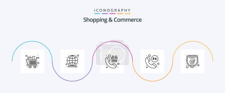 Ilustración de Shopping And Commerce Line 5 Icon Pack Including secure. service. call. call. shop - Imagen libre de derechos