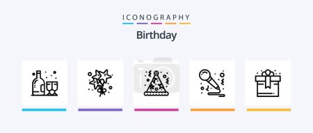 Ilustración de Birthday Line 5 Icon Pack Including party. birthday. cake. bottle. birthday. Creative Icons Design - Imagen libre de derechos
