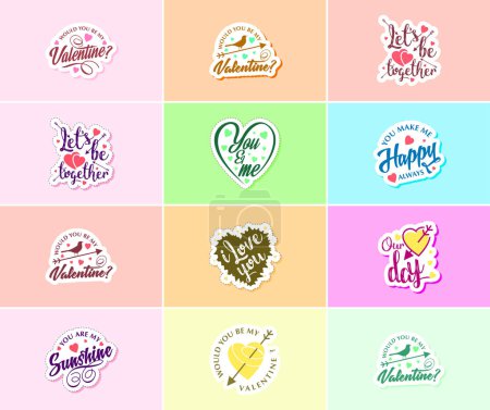 Illustration for Valentine's Day Sticker: A Time for Love and Beautiful Visuals - Royalty Free Image