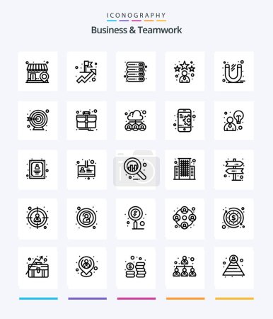 Illustration for Creative Business And Teamwork 25 OutLine icon pack  Such As office. business. office. star. bookmark - Royalty Free Image