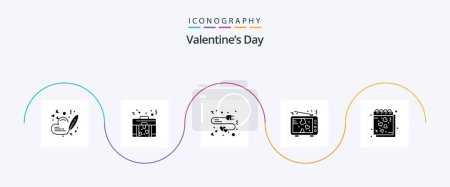 Ilustración de Valentines Day Glyph 5 Icon Pack Including heart. valentine. love. tv. lovers - Imagen libre de derechos