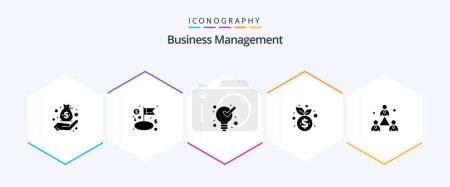 Téléchargez les illustrations : Business Management 25 Glyph icon pack including company. finance. defining. growth. business - en licence libre de droit