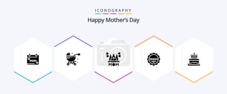 Illustration for Happy Mothers Day 25 Glyph icon pack including medal . woman. buggy . mother . love - Royalty Free Image