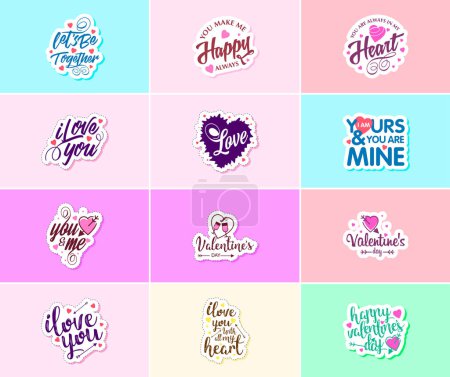Ilustración de Celebrate Love with Stunning Valentine's Day Graphics Stickers - Imagen libre de derechos