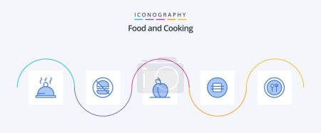 Téléchargez les illustrations : Food Blue 5 Icon Pack Including plate. fork. food. food. food - en licence libre de droit