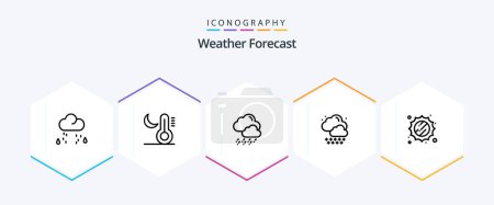 Illustration for Weather 25 Line icon pack including . sunny. snow. sun. rain - Royalty Free Image