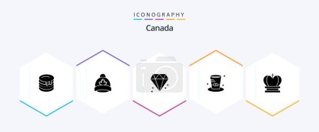 Téléchargez les illustrations : Canada 25 Glyph icon pack including royal. crown. diamond. canada. detective - en licence libre de droit
