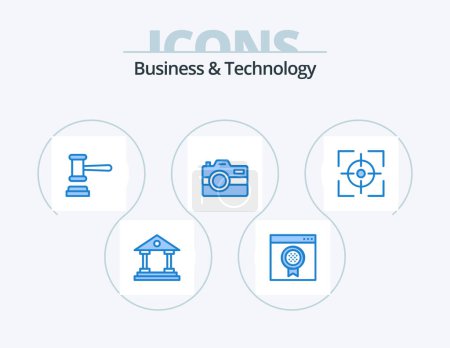 Illustration for Business and Technology Blue Icon Pack 5 Icon Design. crosshair. technology. auction. photography. camera - Royalty Free Image