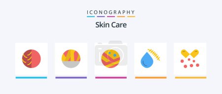Illustration for Skin Flat 5 Icon Pack Including cut. bleeding. infection. strong hair. proceed. Creative Icons Design - Royalty Free Image