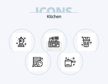 Ilustración de Kitchen Line Icon Pack 5 Icon Design. . microwave. kitchen. kitchen. kitchen - Imagen libre de derechos