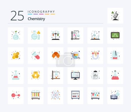 Ilustración de Chemistry 25 Flat Color icon pack including science. chemistry. test. mix. tubes - Imagen libre de derechos