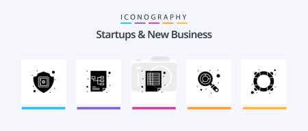 Téléchargez les illustrations : Startups And New Business Glyph 5 Icon Pack Including help. search. document. budget. record. Creative Icons Design - en licence libre de droit