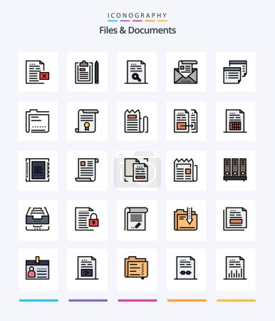Illustration for Creative Files And Documents 25 Line FIlled icon pack  Such As email. address. notepad. find. document - Royalty Free Image
