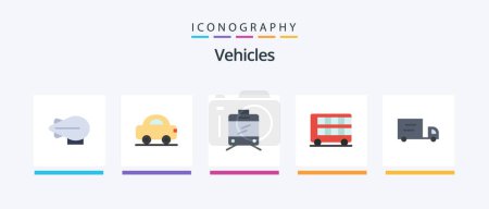 Téléchargez les illustrations : Vehicles Flat 5 Icon Pack Including . bus. vehicles. transport. Creative Icons Design - en licence libre de droit