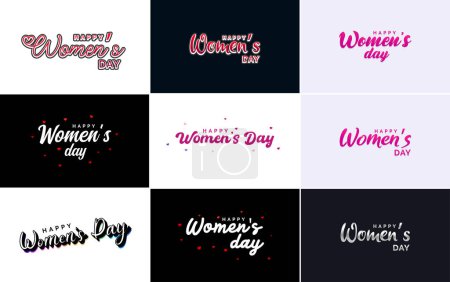 Illustration for International Women's Day lettering with a Happy Women's Day greeting and love shape suitable for use in cards. invitations. banners. posters. postcards. stickers. and social media posts - Royalty Free Image