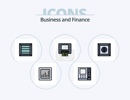 Ilustración de Finance Line Filled Icon Pack 5 Icon Design. . . graph. warning. box - Imagen libre de derechos