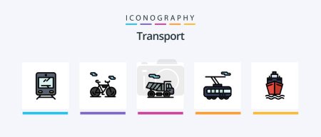 Illustration for Transport Line Filled 5 Icon Pack Including school. transport. train. tramway. cortege. Creative Icons Design - Royalty Free Image