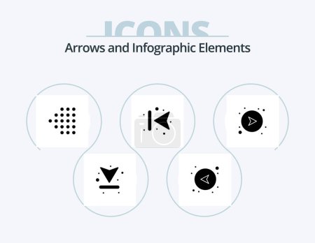 Ilustración de Arrow Glyph Icon Pack 5 Icon Design. network. arrows. arrow. left. forward - Imagen libre de derechos