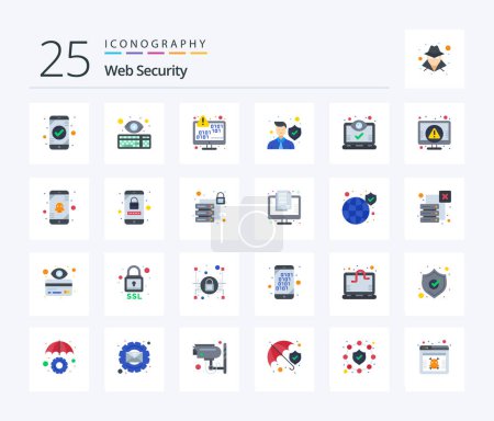 Illustration for Web Security 25 Flat Color icon pack including protect. data. keyboard. error. encoding - Royalty Free Image