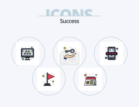 Ilustración de Sucess Line Filled Icon Pack 5 Icon Design. goal. climb. winning. bottom. dollar - Imagen libre de derechos