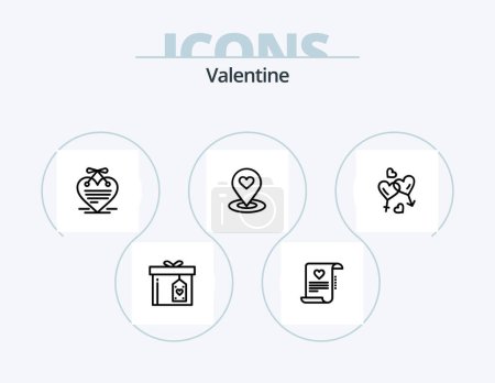 Ilustración de Valentine Line Icon Pack 5 Icon Design. heart. telephone. love. identity. sign - Imagen libre de derechos